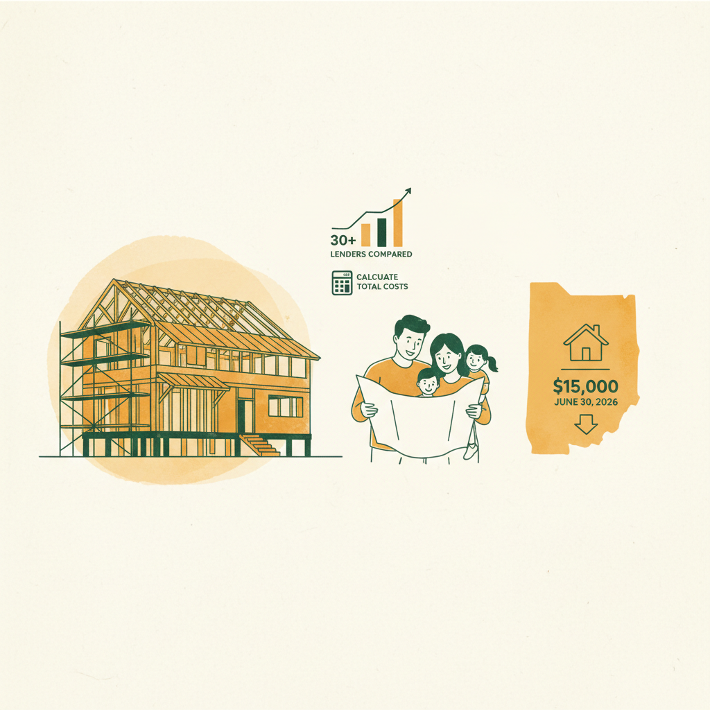 A Queensland couple celebrating in front of their new home with house keys and a 'sold' sign, highlighting the FHOG opportunity.